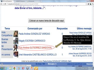 Haces Clic en el nombre De
La Persona A La Que deseas
Mandar El Mensaje.
 