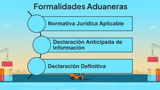 Formalidades Aduaneras
Normativa Jurídica Aplicable
Declaración Anticipada de
Información
Declaración Definitiva
 