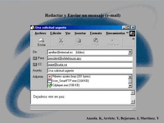Redactar y Enviar un mensaje (e-mail)
Anzola. K, Arriete. Y, Bejarano. J, Martínez. Y
 