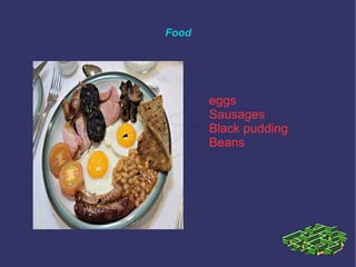 Food
eggs
Sausages
Black pudding
Beans
 