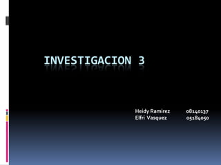 Investigacion 3 HeidyRamirez              08140137 ElfriVasquez05184050 