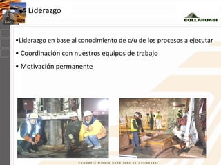 Liderazgo


•Liderazgo en base al conocimiento de c/u de los procesos a ejecutar
• Coordinación con nuestros equipos de trabajo
• Motivación permanente
 