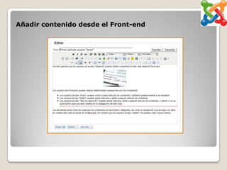 Añadir contenido desde el Front-end
 
