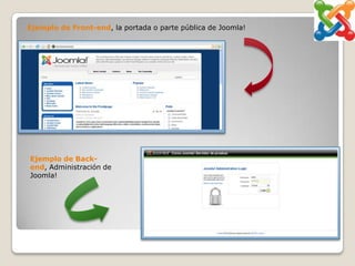 Ejemplo de Front-end, la portada o parte pública de Joomla!




Ejemplo de Back-
end, Administración de
Joomla!
 
