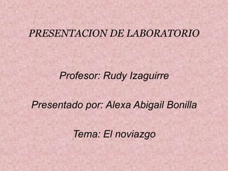 PRESENTACION DE LABORATORIO
Profesor: Rudy Izaguirre
Presentado por: Alexa Abigail Bonilla
Tema: El noviazgo
 