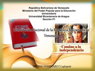 República Bolivariana de Venezuela
Ministerio del Poder Popular para la Educación
Universitaria
Universidad Bicentenaria de Aragua
Sección P1
 