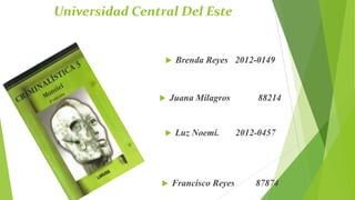 Universidad Central Del Este
 Brenda Reyes 2012-0149
 Juana Milagros 88214
 Luz Noemi. 2012-0457
 Francisco Reyes 87874
 