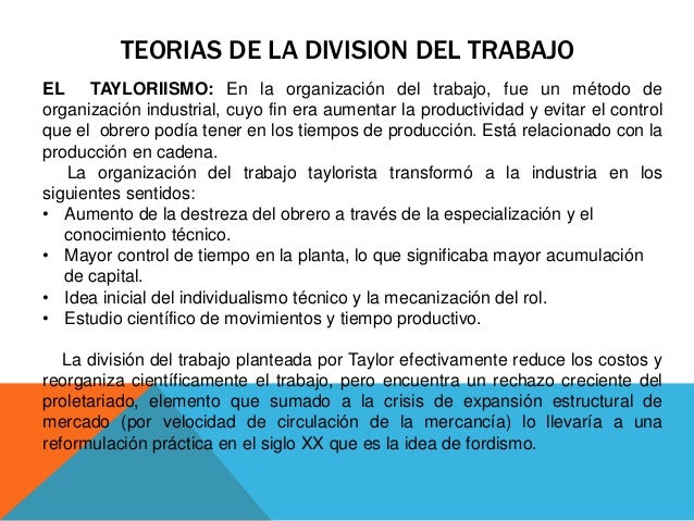 Presentacion de la divisiòn del trabajo