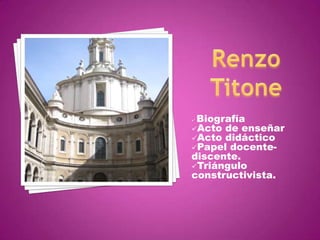Biografía
Acto de enseñar
Acto didáctico
Papel docente-
discente.
Triángulo
constructivista.
 