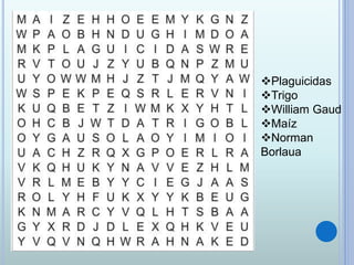 Plaguicidas
Trigo
William Gaud
Maíz
Norman
Borlaua
 