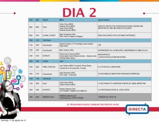 KEYNOTE
PABLO MANAZZA (ARG)
CREATIVO Y REBELDE SIN CAUSA.
Director General Creativo de Wunderman Bs. As. por 8 años y hub
creativo para agencias del grupo WPP en la región y Europa.
En 2011 funda en México la agencia digital Viva! clientes: Scribe,
Motorola, Banamex, Toyota, Coca-Cola, Mundet, Cemex, América Móvil,
RedBull, Krispy Kreme. Ganó la mayoría de los premios en su categoría y
ha sido presidente y jurado en festivales: Cannes Lions, Dubai Lynx, El Sol
de San Sebastian, Wave Festival, El Ojo, FIAP, IAB, etc.
Juan Pablo es un
éxitoso creativo que ha
incorporado la cultura
digital de una manera
única, lo que lo ha
llevado a dar charlas
por Europa y
Latinoamérica.
Este año 2013, su
Agencia Viva! tuvo 5
ﬁnalistas y un bronce
en el festival de Cannes
con una sola campaña
que dio la vuelta al
mundo.
Conoce los detalles de
la campaña de Scribe y
como se vende una
idea loca pero genial
que lo lleva a lo más
alto de la publicidad
mexicana.
TU PRÓXIMA CAMPAÑA ES UNA CHICA
VIVIENDO EN UN CARTEL ... WHAT?
MEXICO’S CANNES 2013 AWARD WINNER
 
