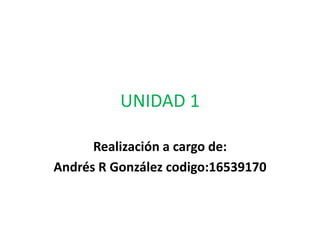 UNIDAD 1 
Realización a cargo de: 
Andrés R González codigo:16539170 
 