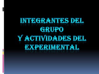 Integrantes del grupo Y actividades del  experimental 