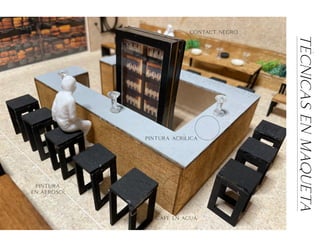 TECNICAS
EN
MAQUETA
CONTACT NEGRO
CAFE EN AGUA
PINTURA ACRILICA
PINTURA
EN AEROSOL
‘
‘
‘
 