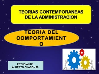 TEORIA DEL 
COMPORTAMIENT 
O 
ESTUDIANTE: 
ALBERTO CHACON M. 
 