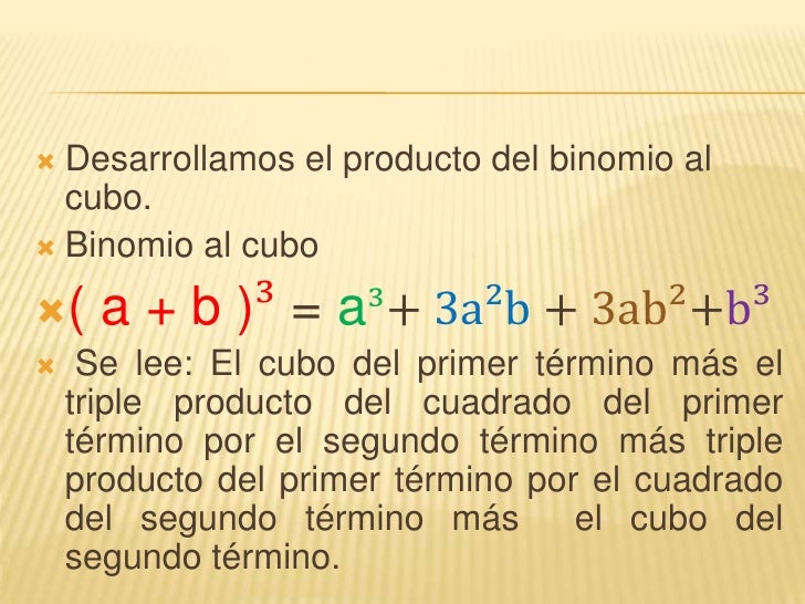 Modelo matematico de un binomio al cubo