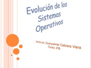 Evolución de los Sistemas Operativos Hecho por: Guanyxemar Cabrera Viera  Curso: 4ºB 