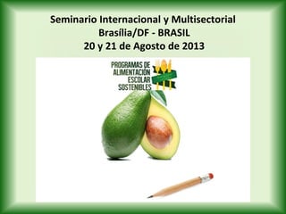 Seminario Internacional y Multisectorial Brasília/DF - BRASIL 20 y 21 de Agosto de 2013  