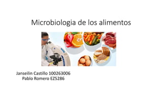 Microbiologia de los alimentos
Janseilin Castillo 100263006
Pablo Romero EZ5286
 