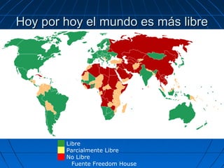 Hoy por hoy el mundo es más libre




       ██ Libre
       ██ Parcialmente Libre
       ██ No Libre
            Fuente Freedom House
 