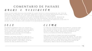 E s t á n i n f l u e n c i a d a s p o l a s ú a p r o x i m i d a d e a o o c e á n o A t l á n t i c o e p o l a p r e s e n z a d e r í a s . A R í a d e
P o n t e v e d r a , p o r e x e m p l o , t e n u n h a g r a n i m p o r t a n c i a . E s t a r í a e o u t r a s s e m e l l a n t e s p r o p o r c i o n a n
h á b i t a t s m a r í t i m o s d i v e r s o s e s o n i m p o r t a n t e s p a r a a p e s c a e a b i o d i v e r s i d a d e .
E n c a n t o á v e x e t a c i ó n , a t o p a m o s u n h a g r a n v a r i e d a d e d e b i d o a o c l i m a a t l á n t i c o . B o s q u e s d e
c a r b a l l o s , c a s t i ñ e i r o s e p i ñ e i r o s s o n c o m ú n s n a s á r e a s m o n t a ñ o s a s , m e n t r e s q u e n a s z o n a s
c o s t e i r a s e r i b e i r í a s h a i i n f l u e n c i a d e v e x e t a c i ó n c o s t e i r a , c o m o á r e a s d e s a l g u e i r a i s e c a r r i z a i s . A
p a i s a x e v e r d e e v a r i a d a é u n h a c a r a c t e r í s t i c a d e s t a c a d a d e P o n t e v e d r a .
1 5
C O M E N T A R I O D E P A I S A X E
A U G A S E V E X E T A C I Ó N
S O L O C L I M A
X e r a l m e n t e a t ó p a n s e s o l o s c o n i n f l u e n c i a
g r a n í t i c a , d a d o q u e o g r a n i t o é c o m ú n n e s t a
r e x i ó n . E s t e s s o l o s p o d e n s e r b e n d r e n a d o s e
s o n p r o p i c i o s p a r a d i f e r e n t e s t i p o s d e
v e x e t a c i ó n , c o n t r i b u í n d o á d i v e r s i d a d e e
r i q u e z a e c o l ó x i c a n a z o n a .
A d e m a i s , e n á r e a s c o s t e i r a s e r i b e i r í a s , é
p o s i b l e a t o p a r s o l o s m á i s e n r i q u e c i d o s p o l o s
s e d i m e n t o s t r a n s p o r t a d o s p o l o s r í o s e a
a c c i ó n d a s m a r e a s , o q u e t a m é n i n f l ú e n a
v e x e t a c i ó n q u e s e d e s e n v o l v e n e l a s .
O c l i m a é p r i n c i p a l m e n t e d e t i p o a t l á n t i c o , c a r a c t e r i z a d o
p o r i n v e r n o s s u a v e s e v e r á n s f r e s c o s , c o n p r e c i p i t a c i ó n s
d i s t r i b u í d a s a o l o n g o d o a n o . A p r o x i m i d a d e a o o c e á n o
A t l á n t i c o x o g a u n p a p e l i m p o r t a n t e n a m o d e r a c i ó n
t é r m i c a , e v i t a n d o e x t r e m o s d e t e m p e r a t u r a .
E s t e c l i m a a t l á n t i c o t a m é n c o n t r i b ú e á h u m i d a d e
a t m o s f é r i c a e á p r e s e n z a f r e c u e n t e d e n é b o a s . A s r í a s q u e
c a r a c t e r i z a n a r e x i ó n t a m é n t e ñ e n i m p a c t o n a s c o n d i c i ó n s
c l i m á t i c a s l o c a i s . É i m p o r t a n t e n o t a r q u e a c l i m a t o l o x í a
p o d e v a r i a r e n f u n c i ó n d a r e x i ó n e s p e c í f i c a d e n t r o d e
P o n t e v e d r a , d a d a a s ú a d i v e r s i d a d e x e o g r á f i c a .
 