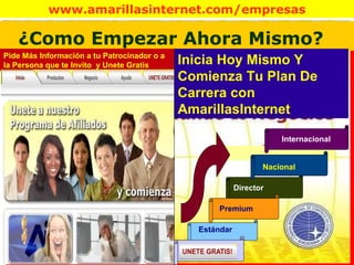 ¿Como Empezar Ahora Mismo? Inicia Hoy Mismo Y Comienza Tu Plan De  Carrera con AmarillasInternet Estándar Premium Director Pide Más Información a tu Patrocinador o a la Persona que te Invito  y Unete Gratis  Internacional Nacional 