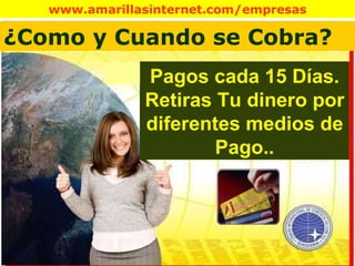 ¿Como y Cuando se Cobra? Pagos cada 15 Días. Retiras Tu dinero por diferentes medios de Pago.. 