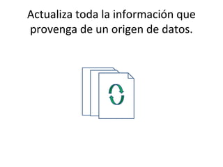 Actualiza toda la información que
provenga de un origen de datos.
 