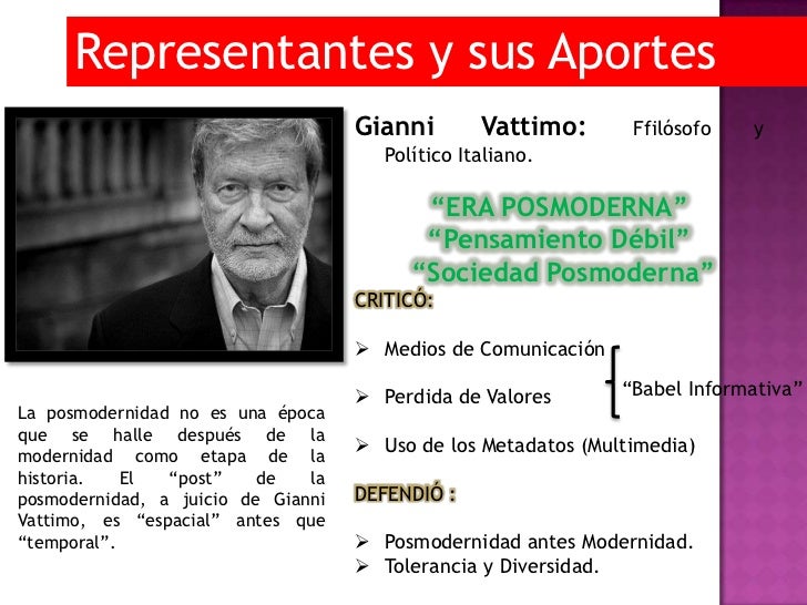 Resultado de imagen para pensadores posmodernos VATTIMO
