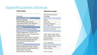 Especificaciones técnicas
 