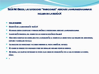 Según Mc Gregor, las suposiciones “tradicionales” acerca de la naturaleza humana se incluyen en la teoría X  SON LAS SIGUIENTES: Concepción de la administración: teoría X -Se basa en ciertas concepciones y premisas erróneas o distorsionadas acerca de la naturaleza humana. -La motivación primordial del hombre son los incentivos económicos (salario) -Como estos incentivos son controlados por la organización, el hombre es un agente pasivo que requiere ser administrado, motivado y controlado por ella. -Las emociones son irracionales y no deben interferir el propio interés del individuo. -El hombre es perezoso por naturaleza y debe ser estimulado mediante incentivos externos. -En general, los objetivos individuales se oponen a los cargos de organización, por lo cual es necesario un control rígido. - 