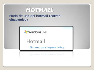 HOTMAIL Modo de uso del hotmail (correo electrónico) 