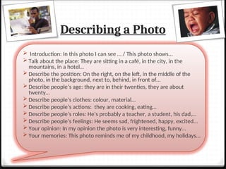Describir una foto en inglés para una conversación | PPT