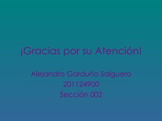 ¡Gracias por su Atención! Alejandro Garduño Salguero 201124900 Sección 002 