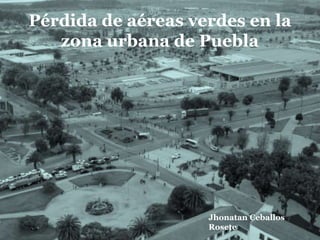 Pérdida de aéreas verdes en la
zona urbana de Puebla
Jhonatan Ceballos
Rosete
 