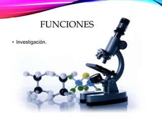 FUNCIONES
• Investigación.
 