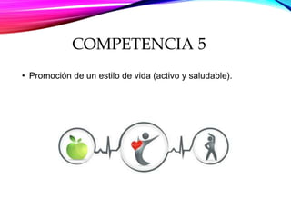 COMPETENCIA 5
• Promoción de un estilo de vida (activo y saludable).
 