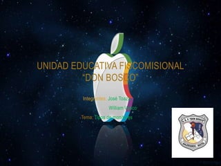 UNIDAD EDUCATIVA FISCOMISIONAL
         “DON BOSCO”
         Integrantes: José Toaza
                      William Vasco
         Tema: Tipos de monitores
 