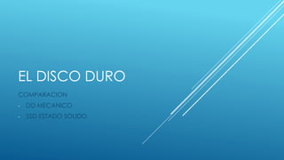 EL DISCO DURO 
COMPARACION 
- DD MECANICO 
- SSD ESTADO SOLIDO 
 