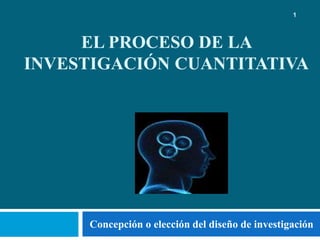 EL PROCESO DE LA
INVESTIGACIÓN CUANTITATIVA
Concepción o elección del diseño de investigación
1
 