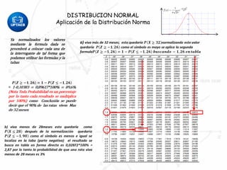 DISTRIBUCION NORMAL
Aplicación de la Distribución Norma
Ya normalizados los valores
mediante la formula dada se
procederá a colocar cada una de
la interrogante de tal forma que
podamos utilizar las formulas y la
tabas
 
