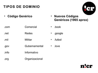NIC Costa Rica - Historia y Evolución de los Dominios .cr