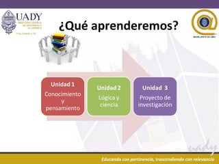 06/07/16 3
uady
Educando con pertinencia, trascendiendo con relevancia
¿Qué aprenderemos?
 