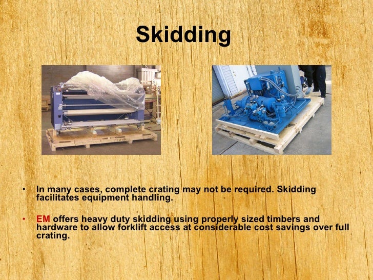 Wooden shipping boxes, skids, pallets, crates, and containers