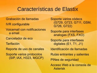 Características de Elastix  Grabación de llamadas 