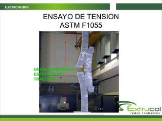 ELECTROFUSION
ENSAYO DE TENSION
ASTM F1055
UNION SOMETIDA AL
ESFUERZO DE
TRACCION
 