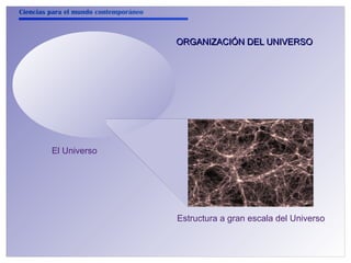 Ciencias para el mundo contemporáneo 
ORGANIZACIÓN DDEELL UUNNIIVVEERRSSOO 
El Universo 
Estructura a gran escala del Universo 
 