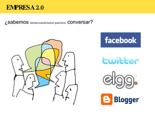 ¿sabemos  dónde/cuándo/sobre qué/cómo  conversar? EMPRESA 2.0 