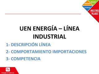 PLAN DE NEGOCIO AL 2022
UEN ENERGÍA – LÍNEA
INDUSTRIAL
1- DESCRIPCIÓN LÍNEA
2- COMPORTAMIENTO IMPORTACIONES
3- COMPETENCIA
 