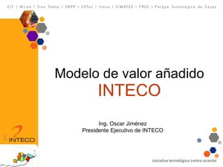 Modelo de valor añadido  INTECO Ing. Oscar Jiménez  Presidente Ejecutivo de INTECO  